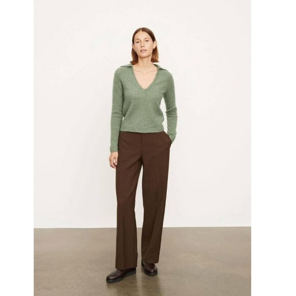 Vince Brushed V-Neck Polo Alpaca & Wool-Blend Sweater Size Small - Picture 2 of 10